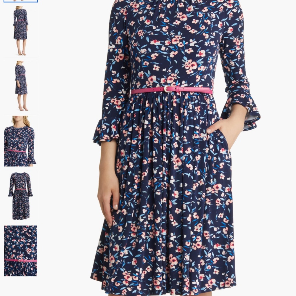 Harper Rose Floral Belted A-Line Dress, size 8